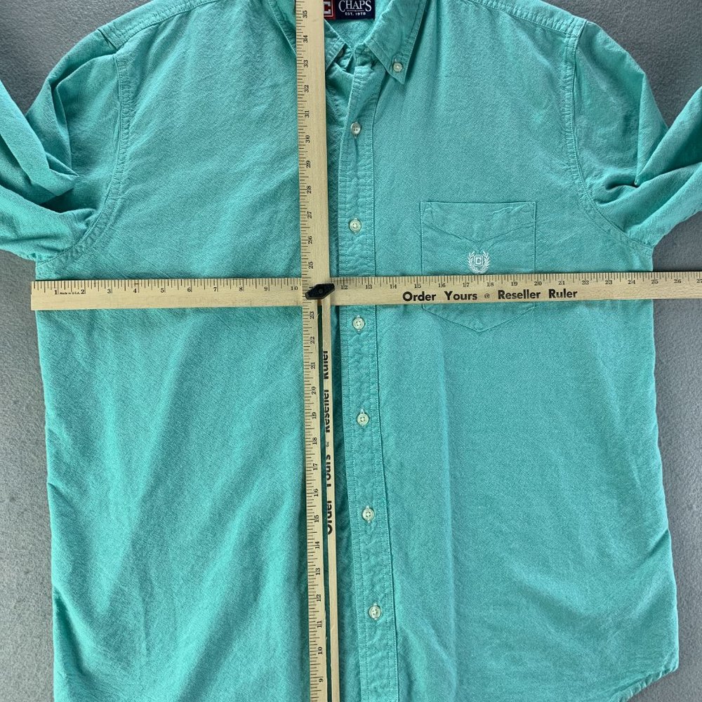 **SOLD**Chaps Mens Shirt Extra Large Teal Oxford Button Down 100% Cotton Pocket - Picture 9 of 11